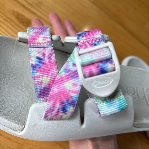 Chaco Chillos Slide Sandals Light Tie Dye Beige Off-white Youth Kid Girls Size 3 - Picture 5 of 11